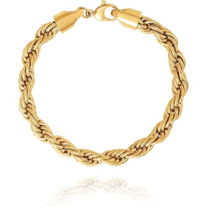 image:imageLucky Brand Mens Stainless Steel Rope Chain Bracelet  8MM GoldTone Plated 9 Durable 316L Link Jewelry