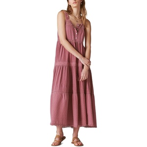 image:imageLucky Brand Womens Lucky Brand Womens Lace Tiered Knit Maxi DressRose Brown