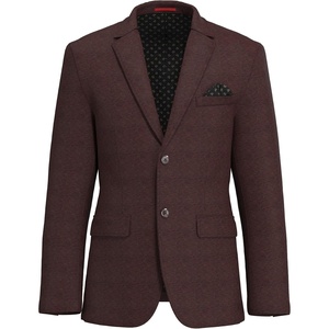 image:imageLucky Brand Mens Knit Sportcoat Slim Fit Rayon Polyester Spandex Glen Plaid Notch Collar 2 Button ClosureBurgundy