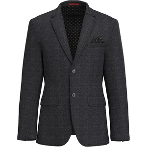 image:imageLucky Brand Mens Knit Sportcoat Slim Fit Rayon Polyester Spandex Glen Plaid Notch Collar 2 Button ClosureCharcoal
