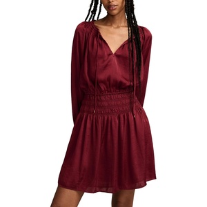 image:imageLucky Brand Womens Long Sleeve Satin Mini DressBerry